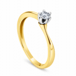 Pierścionek zaręczynowy dwukolorowy z jednym brylantem