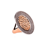 Pierścionek z różowego złota z potrójnym rzędem brylantów