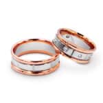 Obrączka dwukolorowa ze zdobieniem *7mm