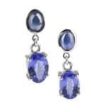 Kolczyki z białego złota z tanzanitami i szafirami