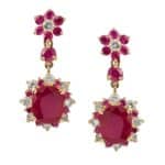 Kolczyki w żółtym złocie z rubinami