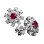 Kolczyki w białym złocie z rubinami i brylantami