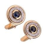 Spinki męskie z szafirami w żółtym złocie