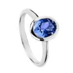 Pierścionek z białego złota z tanzanitem