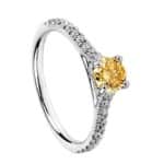 Pierścionek z białego złota z brylantem Fancy Yellow