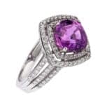 Pierścionek z białego złota z ametystem