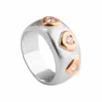 Pierścień w białym i różowym złocie z brylantami