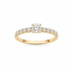 Pierścionek z żółtego złota z diamentami laboratoryjnymi